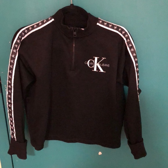 Calvin Klein Jeans Black Quarter Zip - Picture 1 of 6